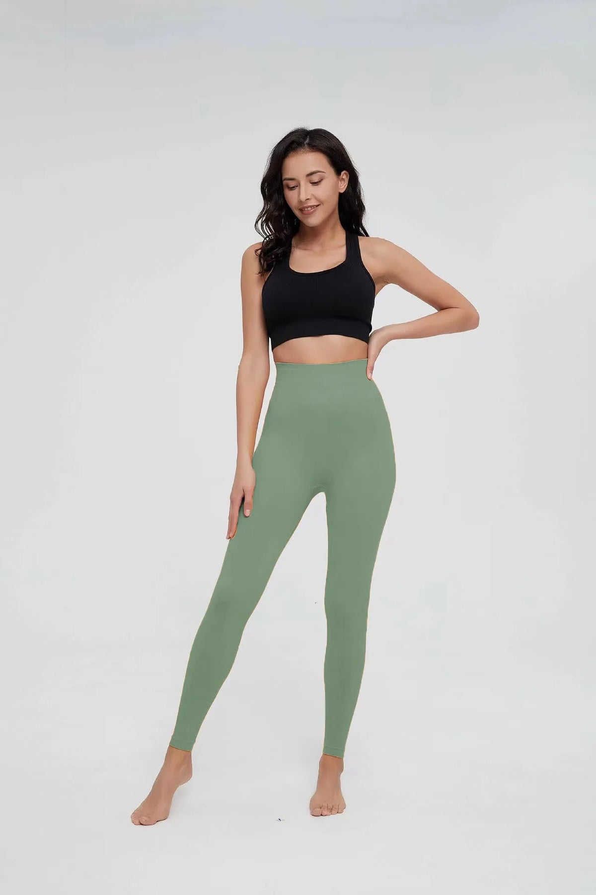 Women's High-Waist Seamless Stretch Ankle-Length Gym Leggings