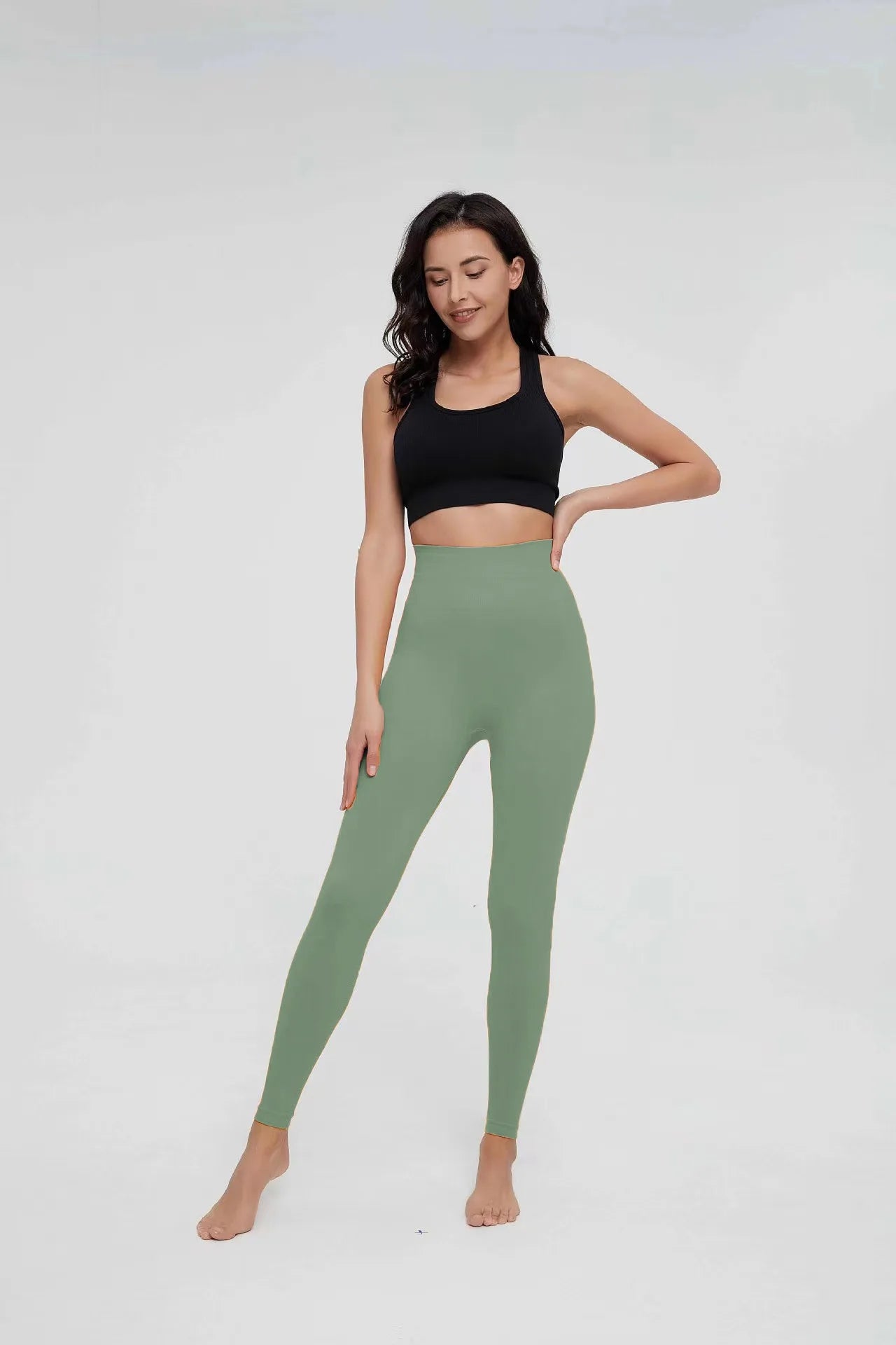 Women's High-Waist Seamless Stretch Ankle-Length Gym Leggings