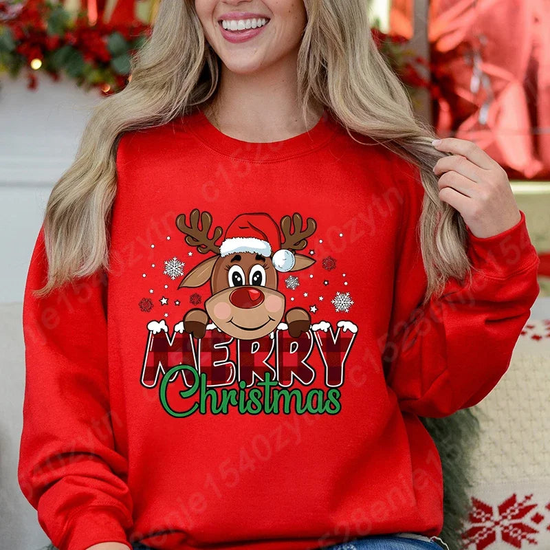 Christmas Graphic Long Sleeve Pullover Casual Sweatshirt for Layering
