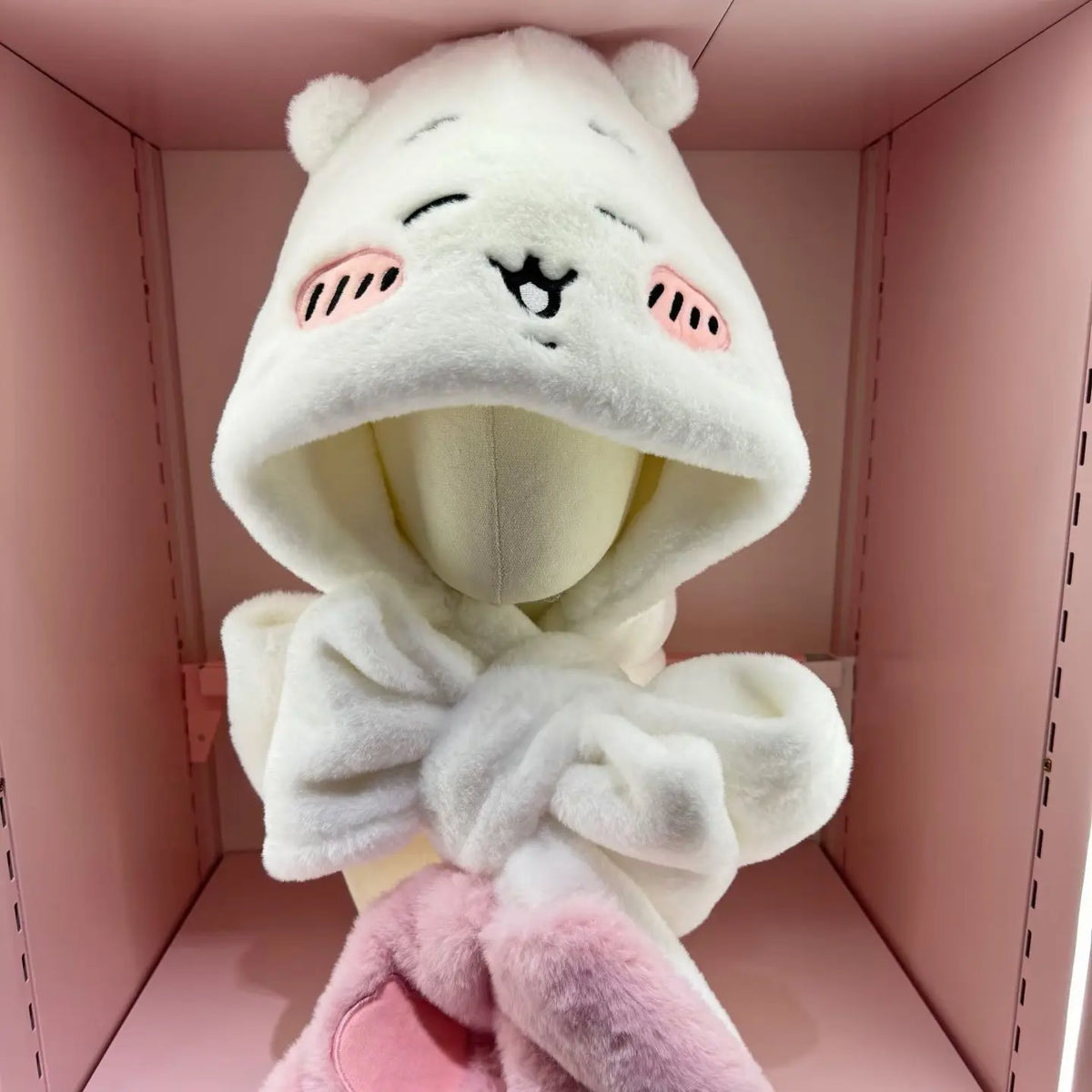 Chiikawa Plush Integrated Hat Scarf and Gloves Set for Winter Wear