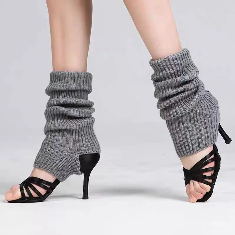 Solid Ribbed Leg Warmers with Slouchy Stirrup Shape