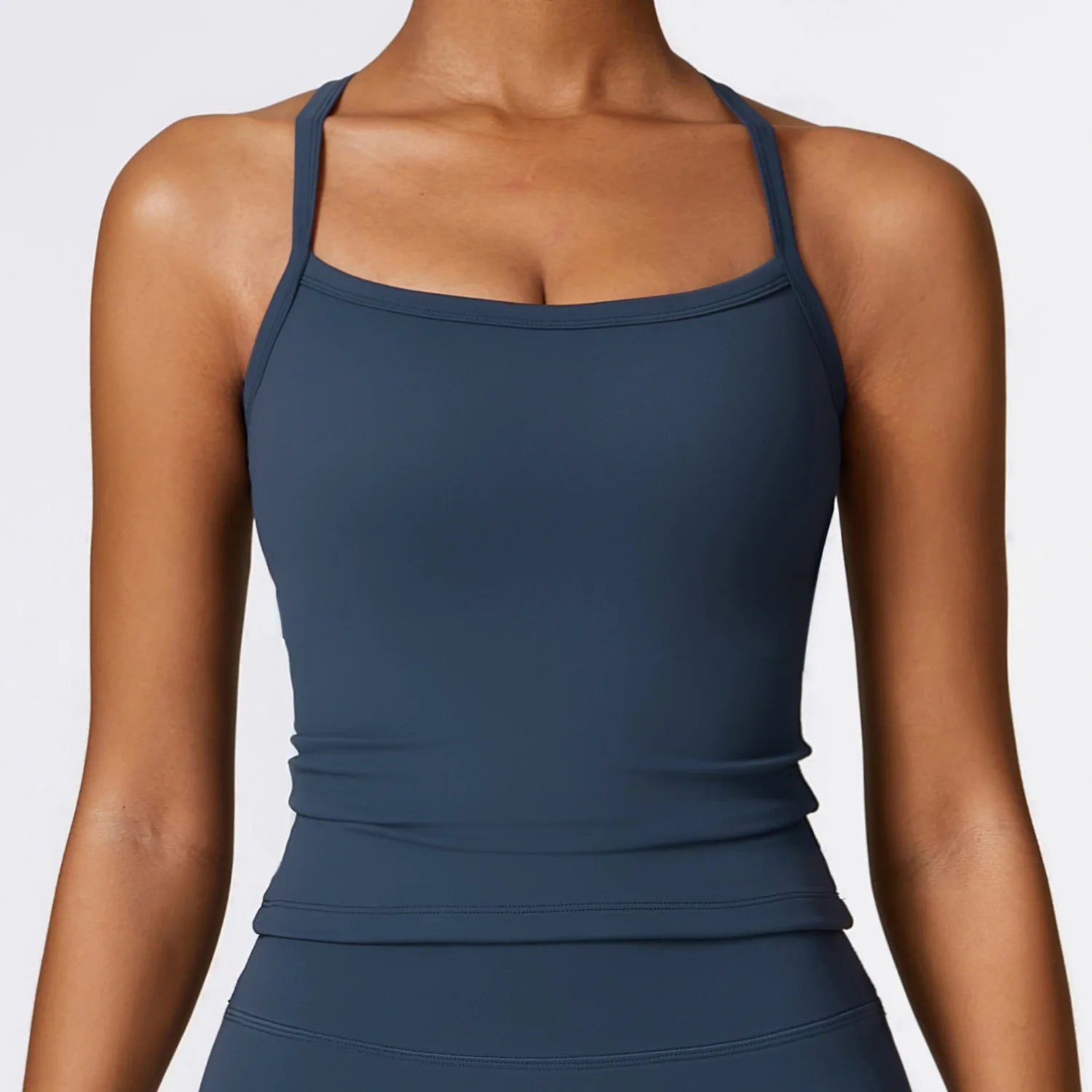 Women's Thin Strap Cross Back Longline Tank Top