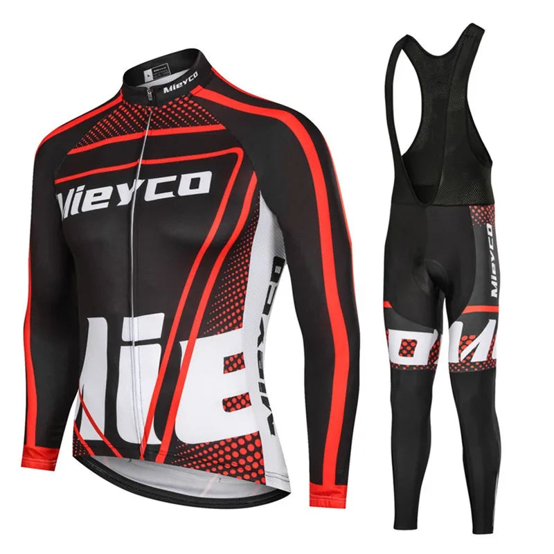Men Long Sleeve Cycling Jersey Set MTB Road Bike Breathable Outdoor Cycling Suit