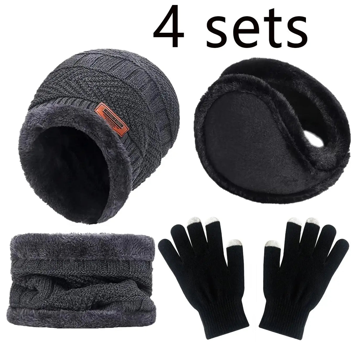 Knitted Beanie with Neck Warmer and Glove Style Options