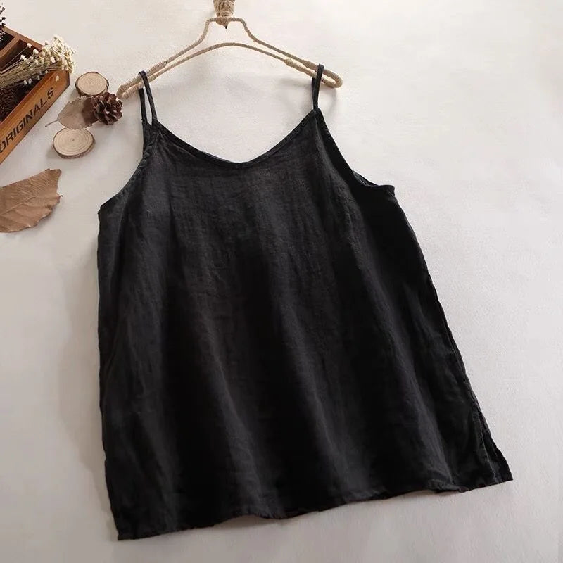 Women's Loose Polyester Camisole with Thin Straps and Single or Two Pack Options