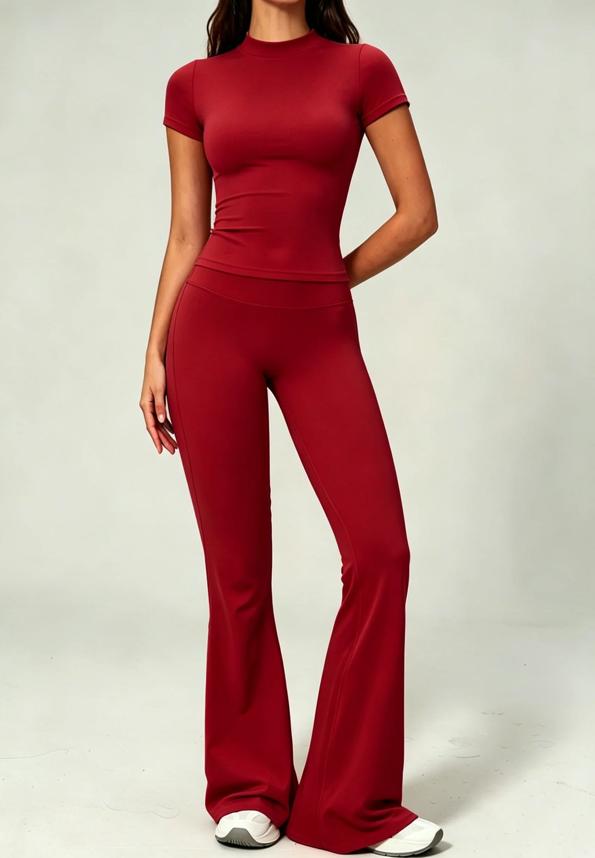 Women's Tee And Flared Leggings Yoga Set For Workout Outfits