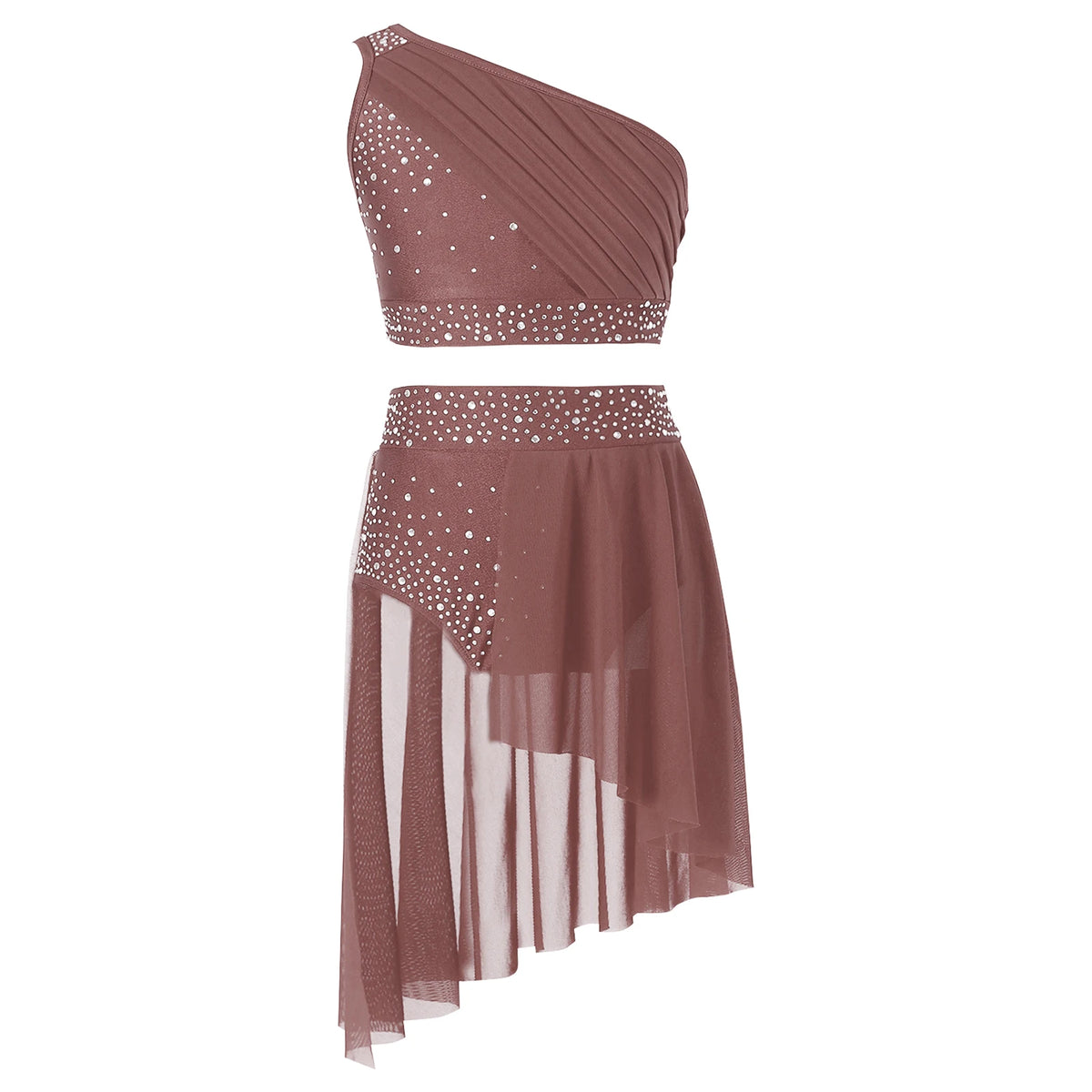 Girls' Lyrical Dance Costume Styles with Rhinestones and Skirted Outfit Options