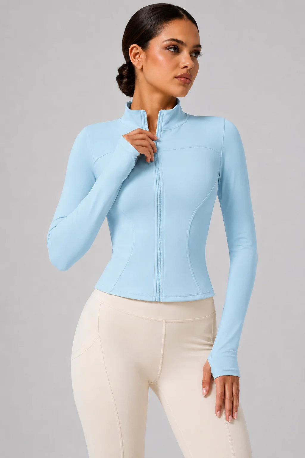 Women's Full-Zip Yoga Jacket with Thumbholes