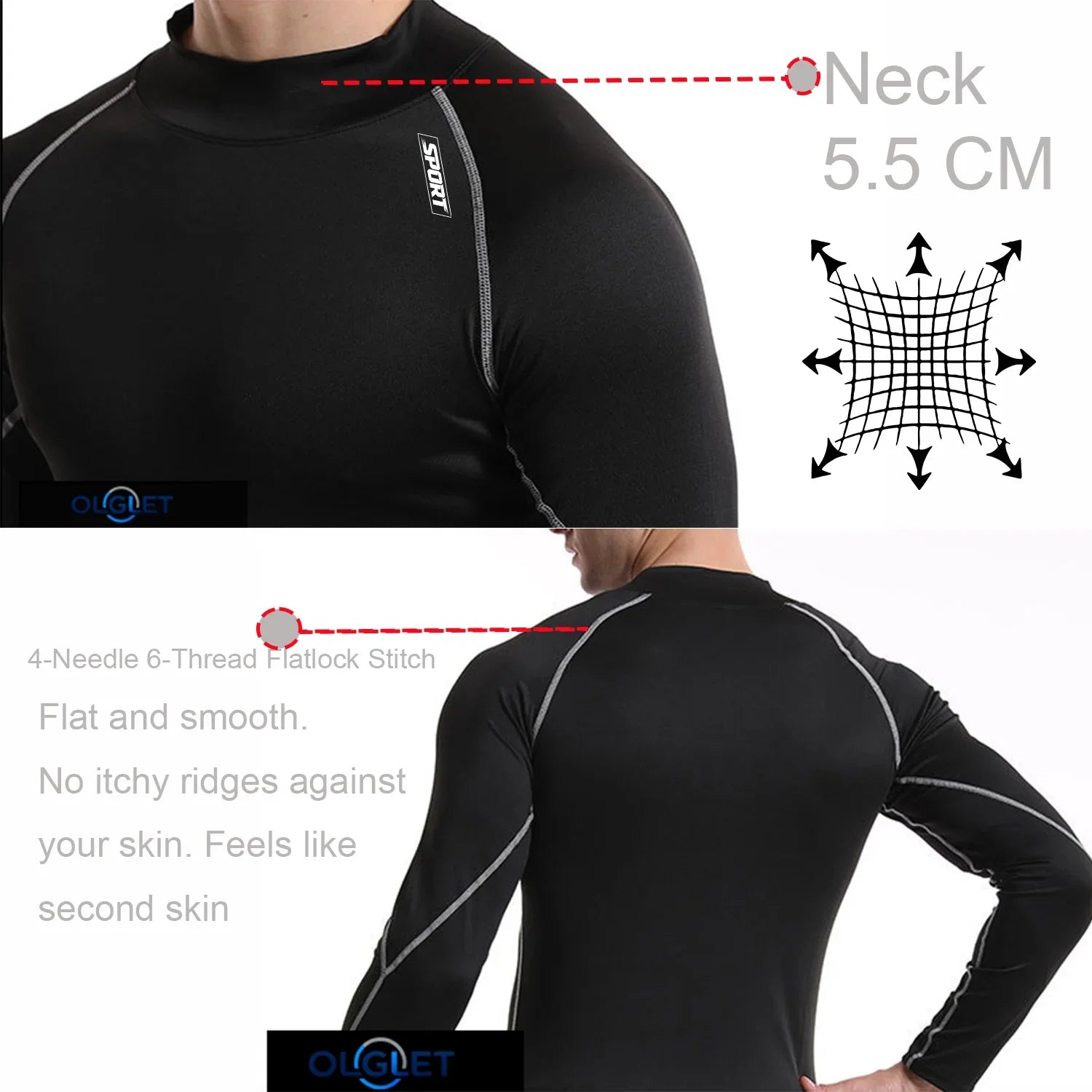Mock Neck Compression Long Sleeve Rash Guard For Sports Outfits