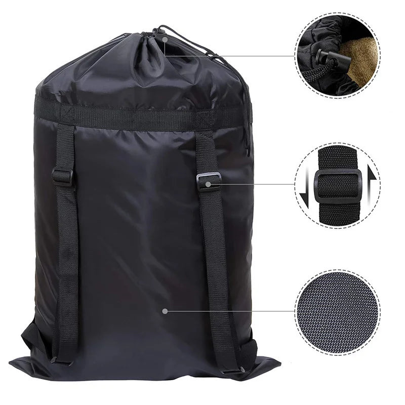 Drawstring Laundry Backpack for Travel and Dorm Clothing Storage Needs