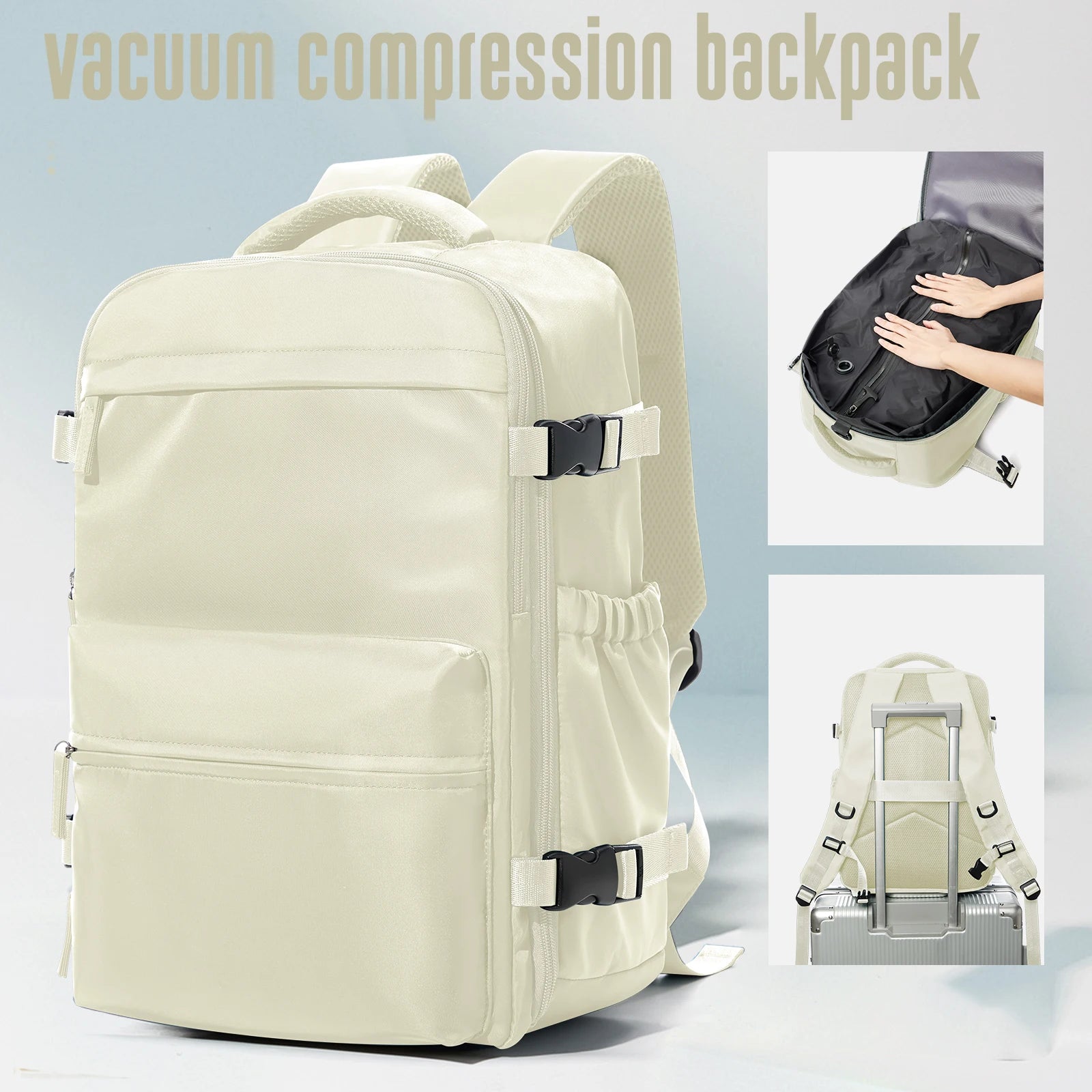 Travel Backpack with Internal Compression Storage and Zippered Compartments