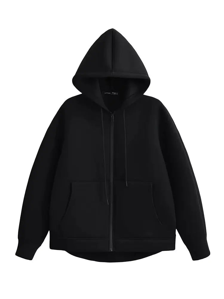 Women's Hooded Long-Sleeve Zip-Front Pocket Jacket