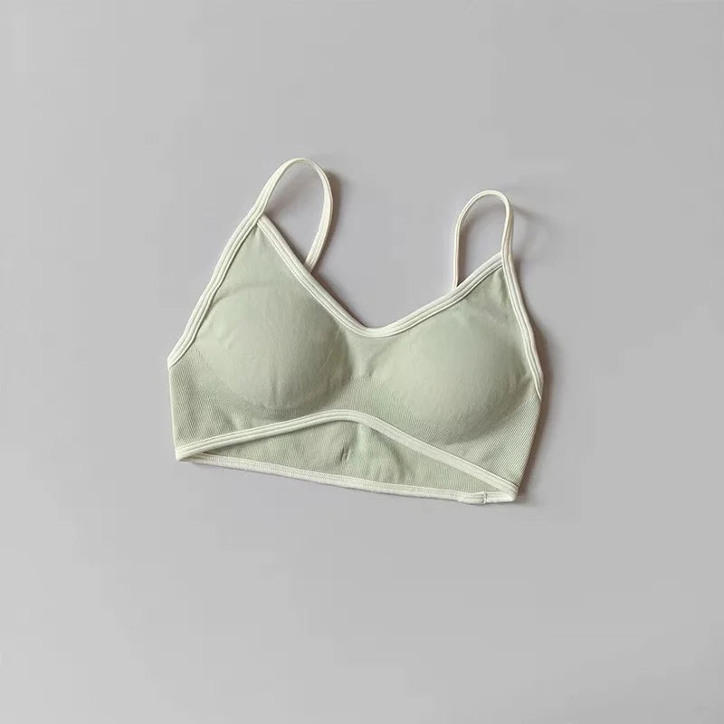 Women's Contrast Trim Thin Strap Sports Bra