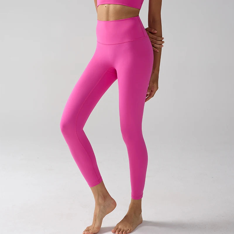 Women's High-Waist Nylon-Elastane Stretch Ankle-Length Yoga Leggings