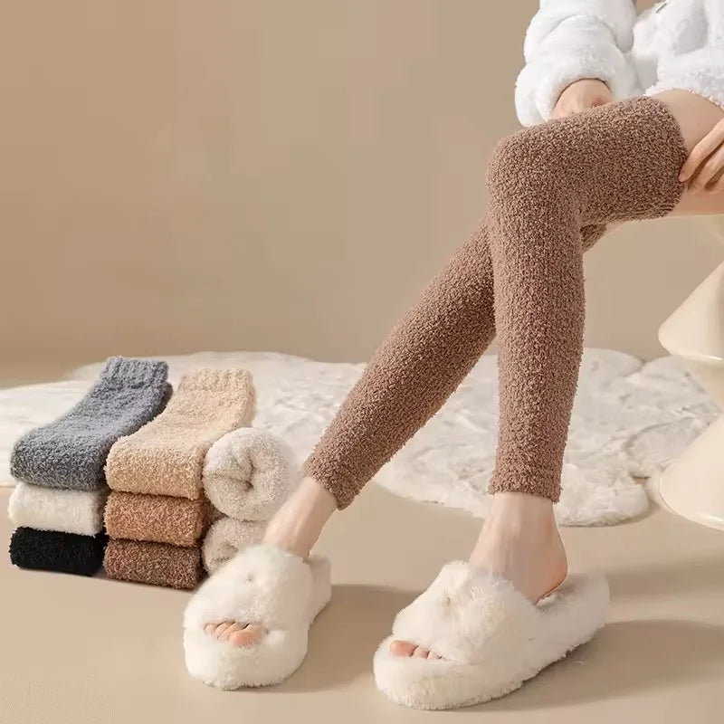 Solid Plush Leg Warmers with Long Footless Shape