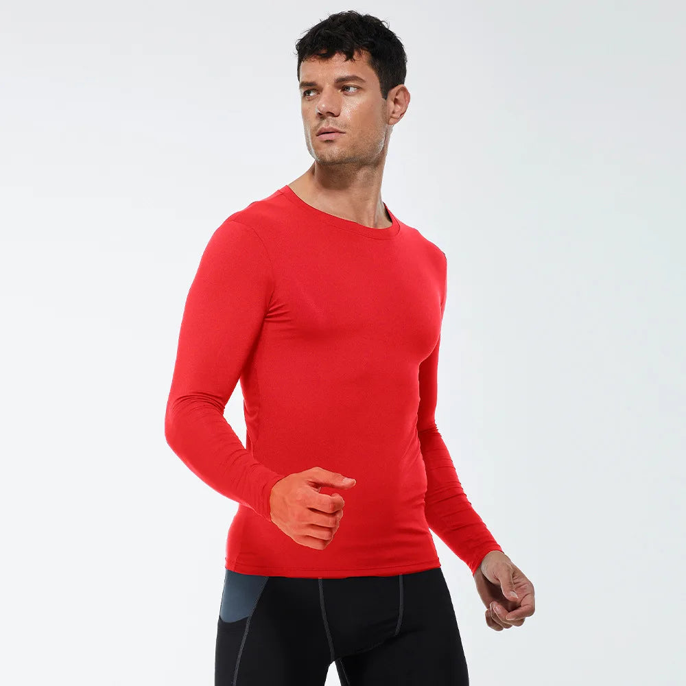 Fitted Crew Neck Long Sleeve Compression T Shirt
