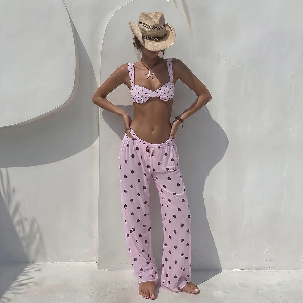 Polka Dot Bikini with Cover-Up Dress