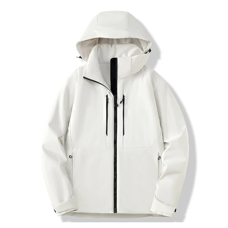 Hooded Long Sleeve Full Zip Outdoor Hiking Jacket with Pockets