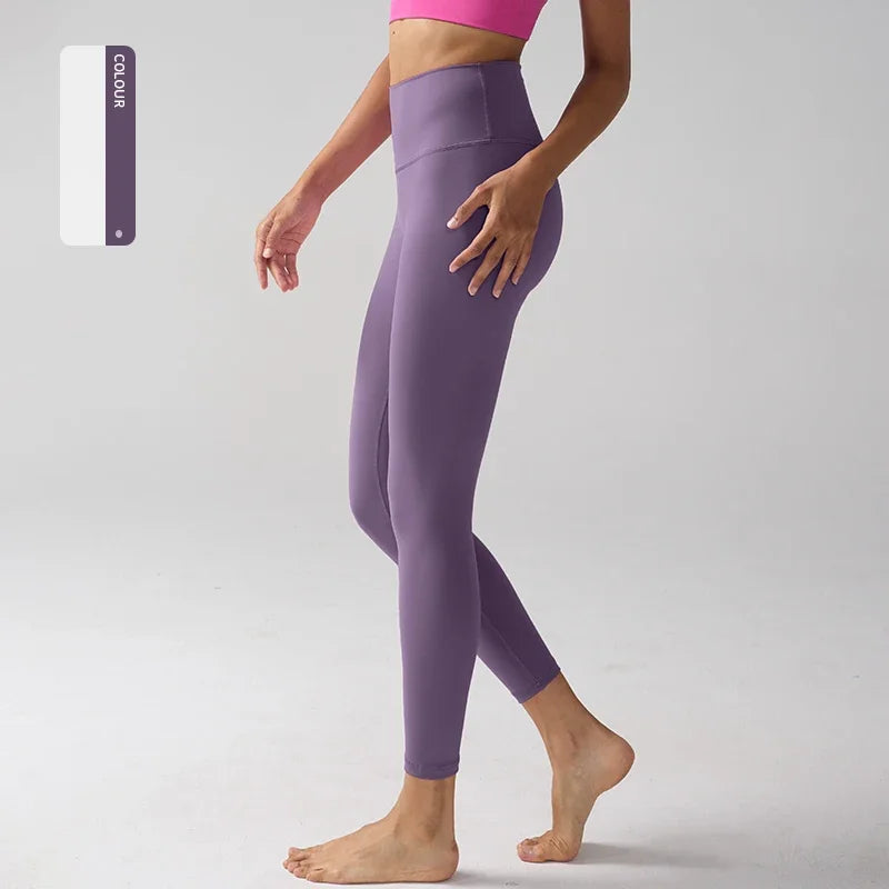 Women's High-Waist Nylon-Elastane Stretch Ankle-Length Yoga Leggings