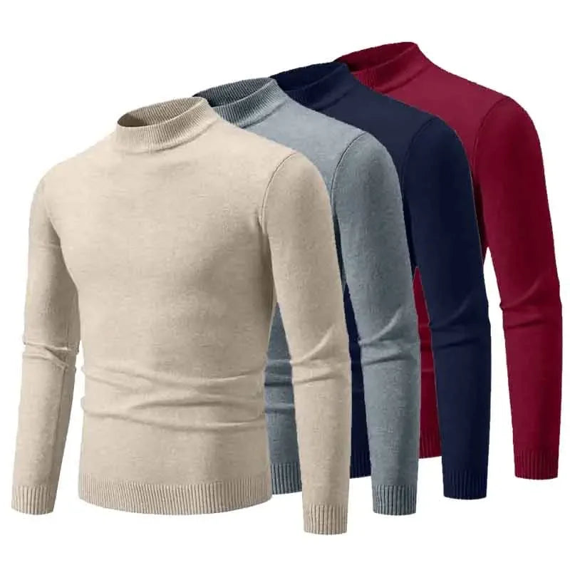 Men's Mock Neck Long Sleeve Knit Sweater
