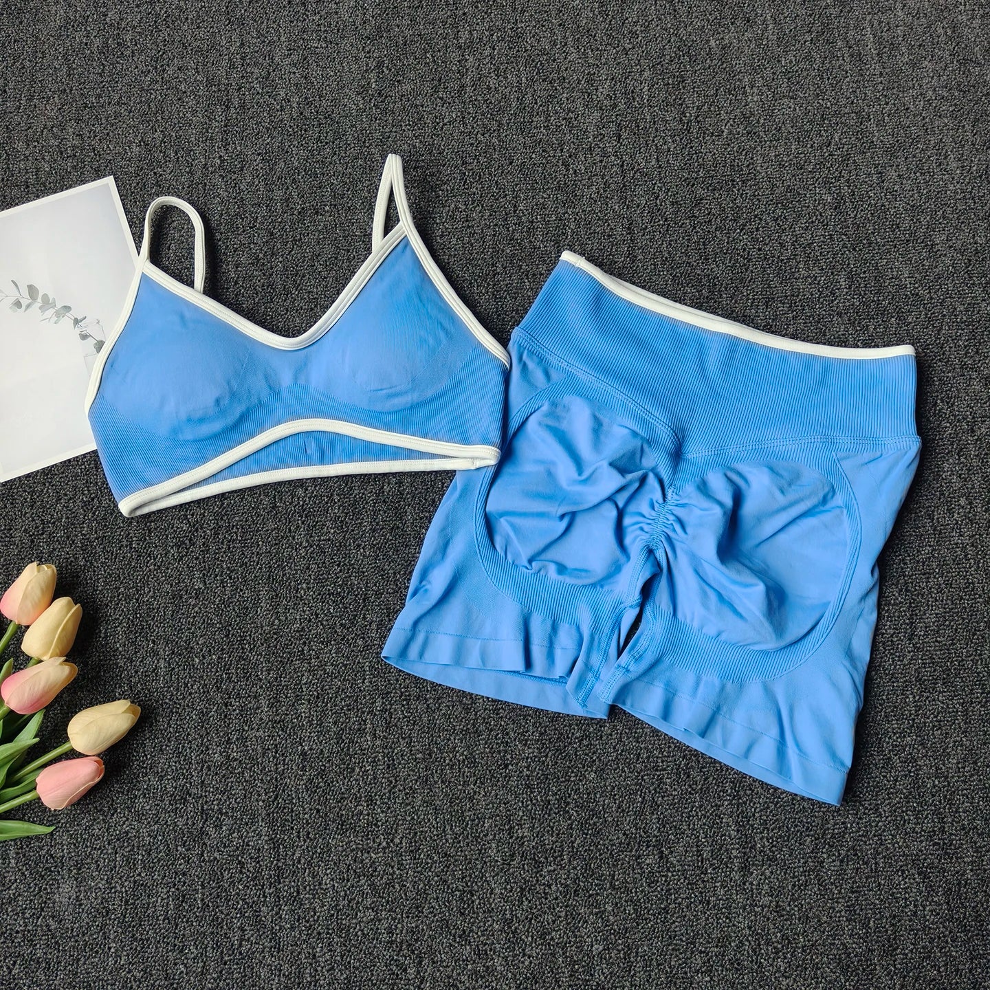 Women's Racerback Bra And Shorts Yoga Set For Workout Outfits