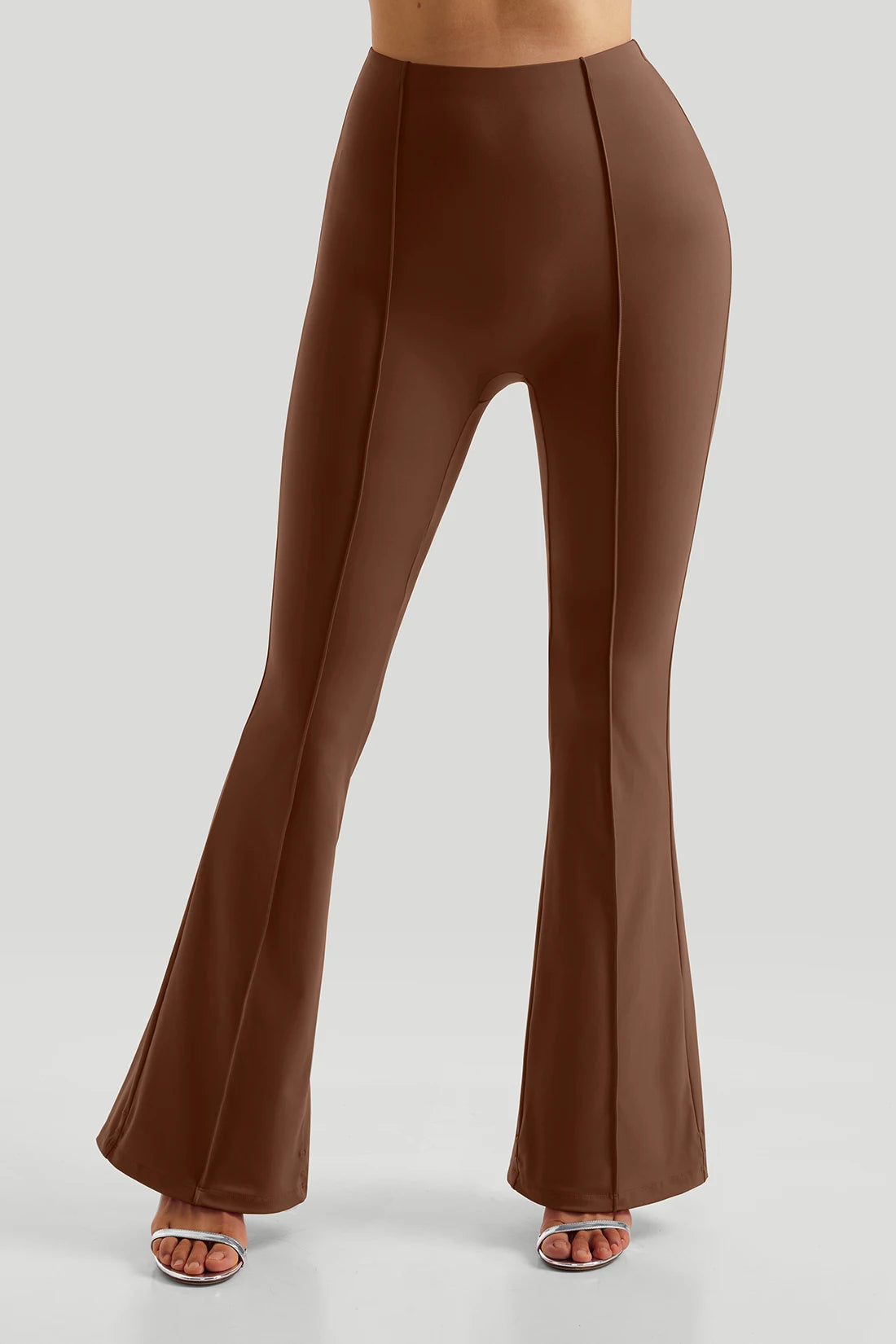 Women's High Waist Nylon Blend Flared Pants for Yoga and Dance Practice