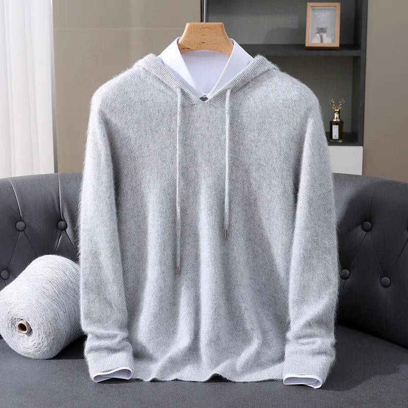 Men's Hooded Long-Sleeve Knit Pullover Sweater