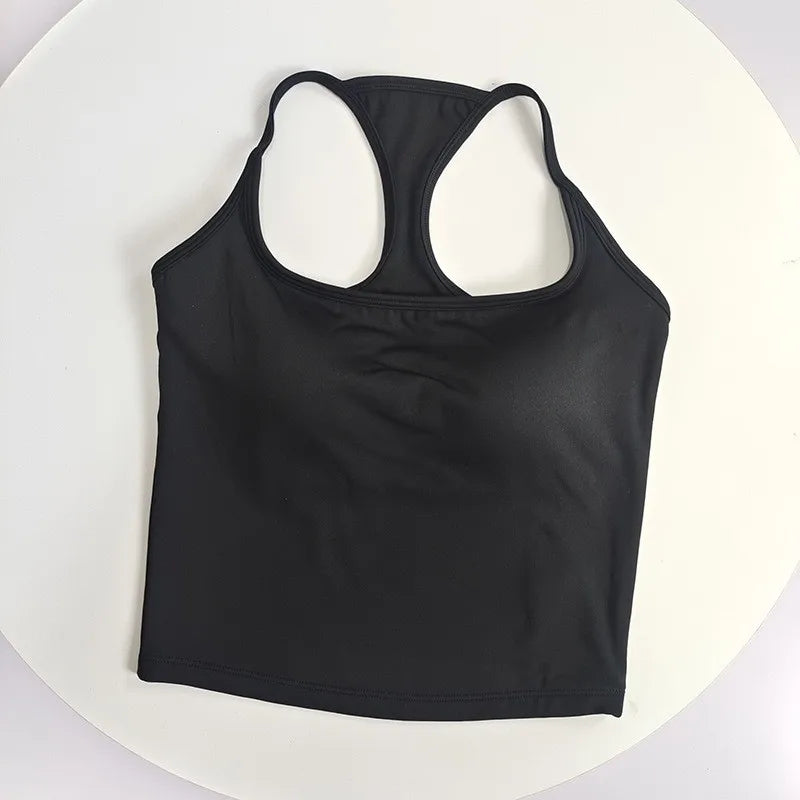 Women's Contrast Trim Racerback Cropped Tank Top