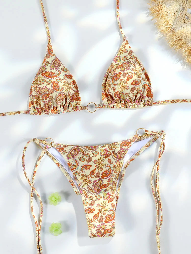 Chain Print Triangle Bikini
