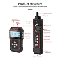 Network Cable Tracker NOYAFA NF-8209S Lan Measure Tester Network Tools LCD Display Measure Length Wiremap Tester Cable Tracker