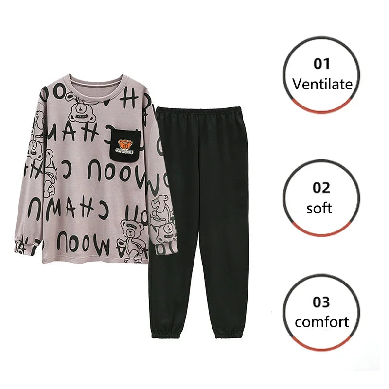 Men's Graphic Long Sleeve Top and Pants Pajama Set