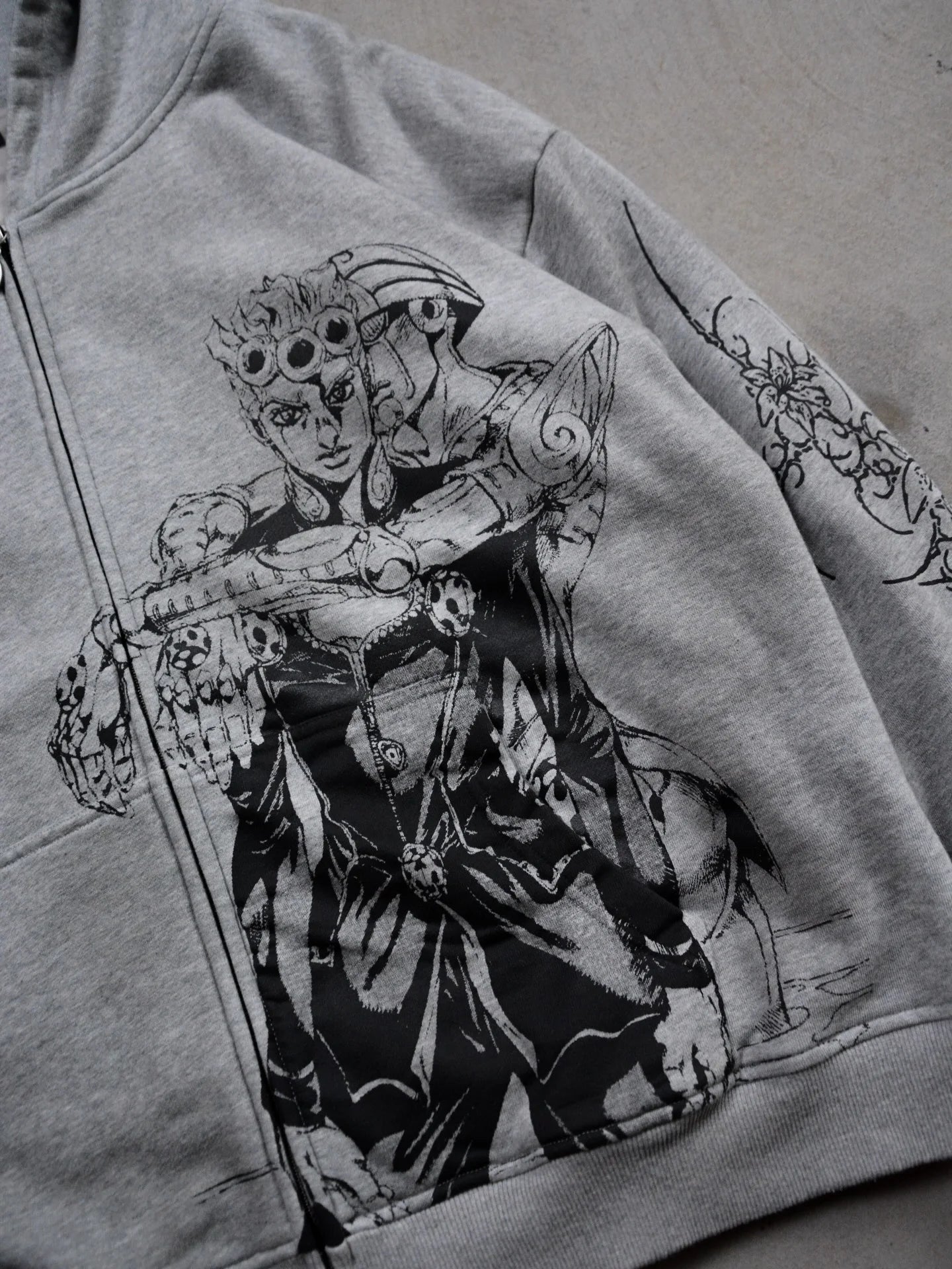 Anime-Graphic Loose-Fit Cotton Zip-Front Hoodie