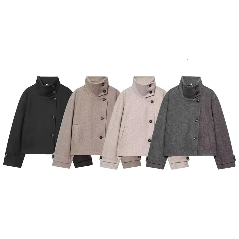 Women's Long-Sleeve Button-Front Coat