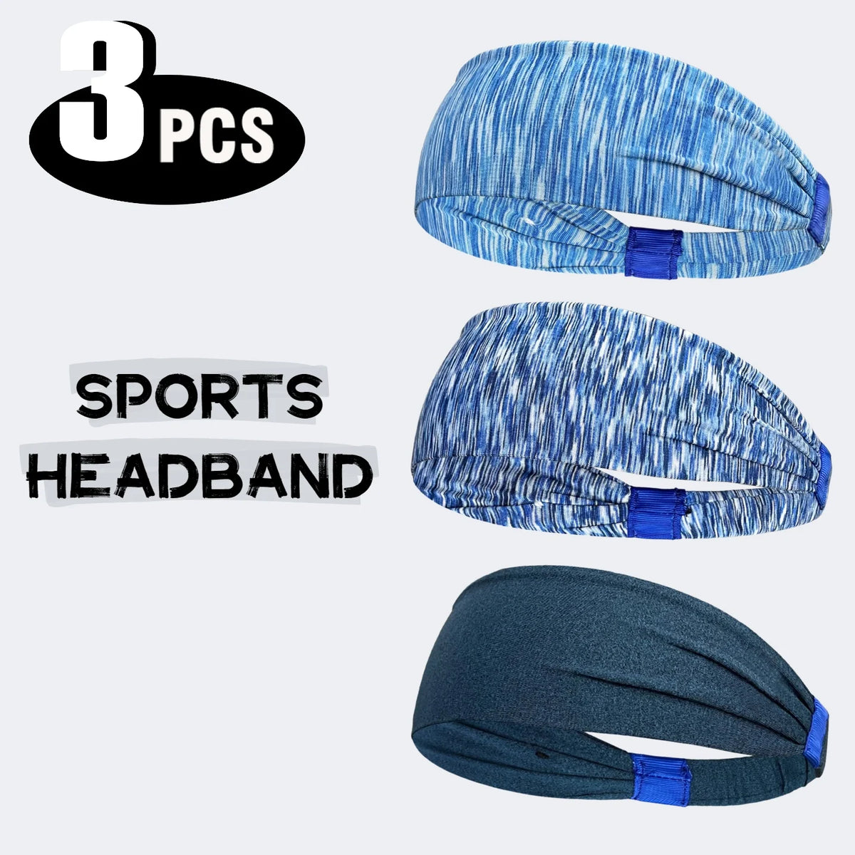 Elastic Sports Headband with Wide Fabric Band for Hair Control