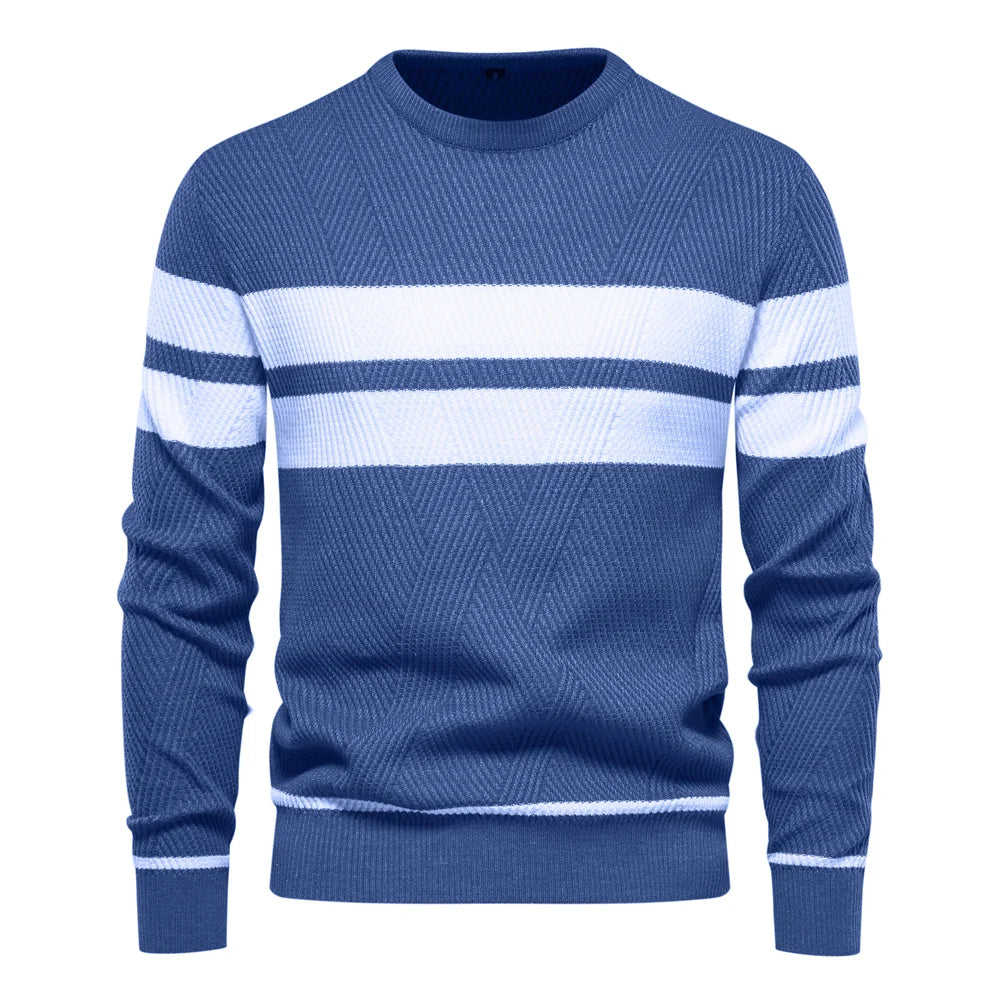 Men's Double Stripe Crew Neck Knit Sweater