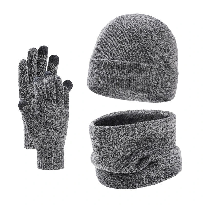 Knitted Beanie Hat Scarf and Gloves Set for Adult Winter Wear