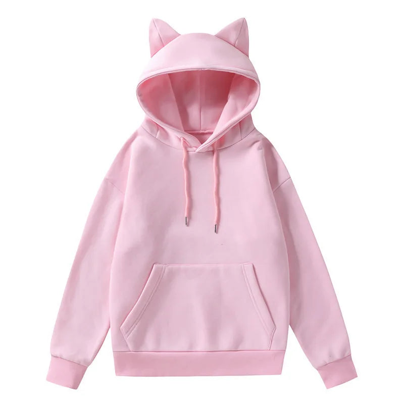 Cat Ear Long Sleeve Pullover Casual Hoodie for Layering