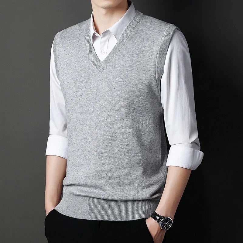 Men's V Neck Sleeveless Knit Vest