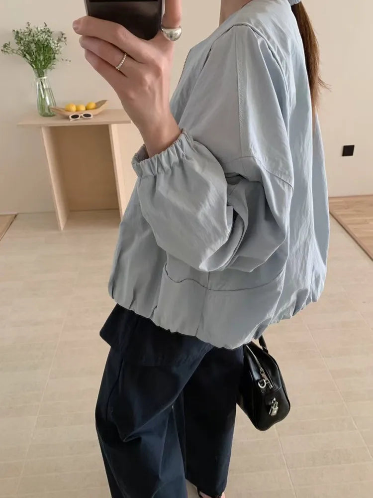 Loose-Fit Zip-Front Bomber Jacket