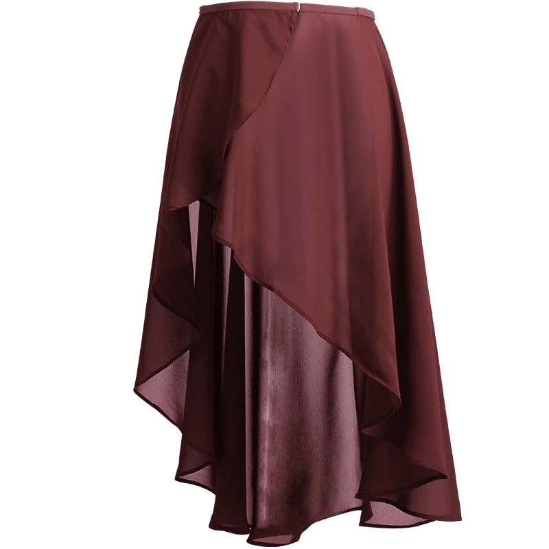 Women's Long Chiffon Ballet Wrap Skirt with Adjustable Buckle Waist