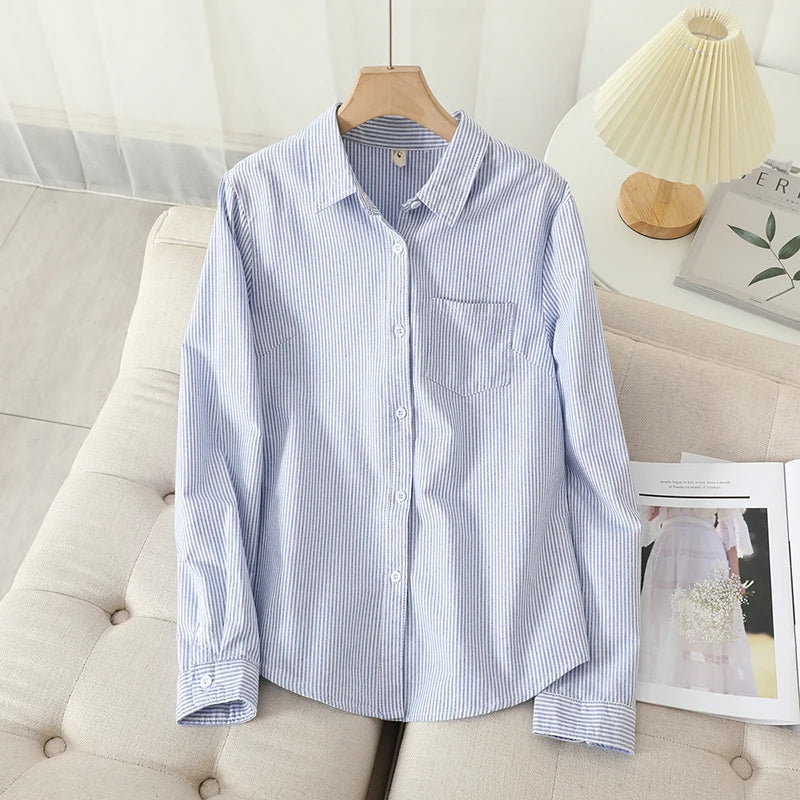 Women's Collared Shirt with Plain and Striped Options