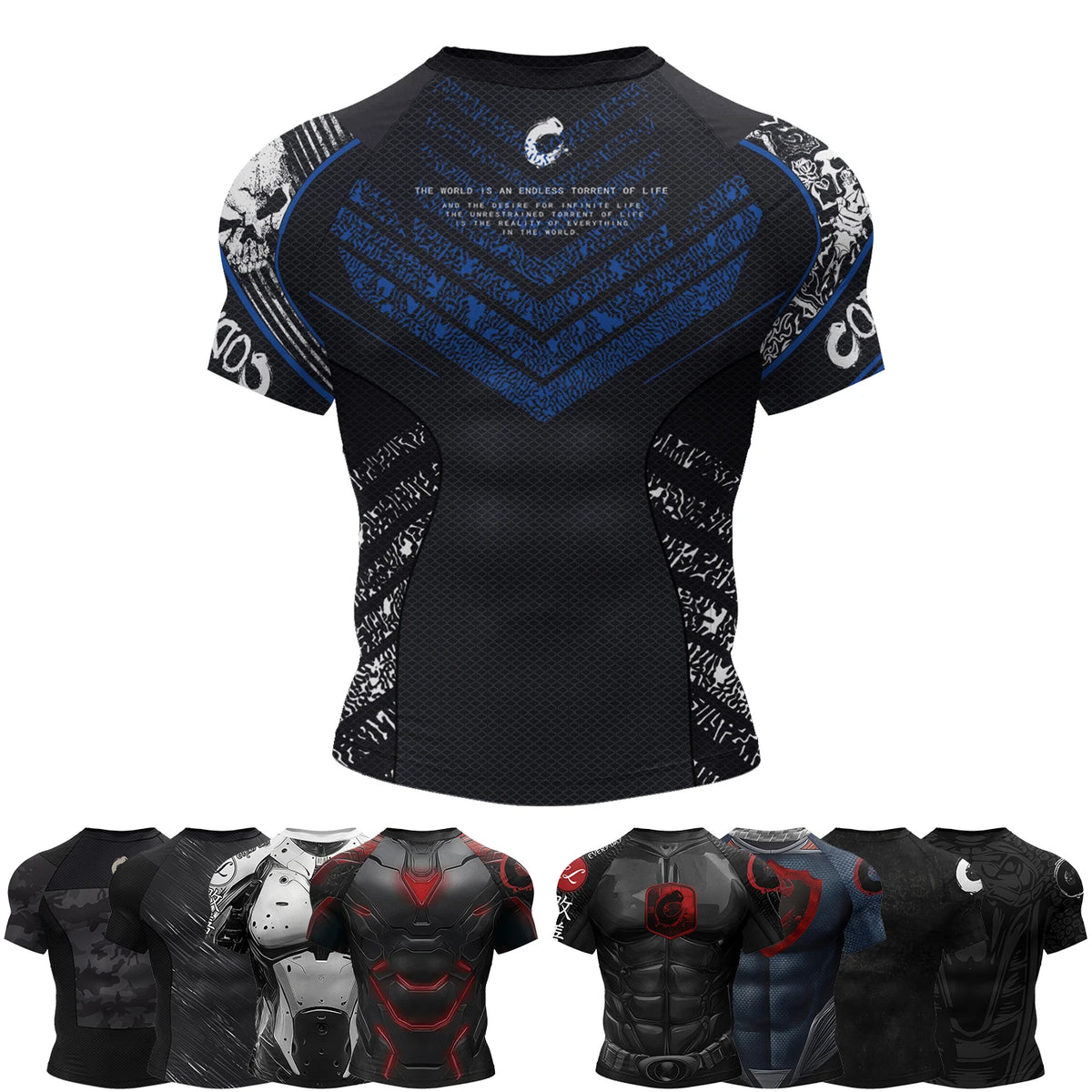 Robot Graphic Compression Short Sleeve T-shirt For Sports Outfits
