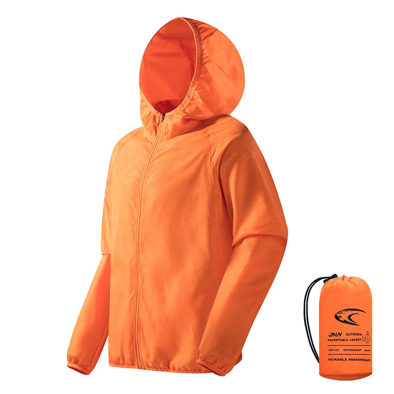 Hooded Long Sleeve Full Zip Outdoor Hiking Jacket with Pockets
