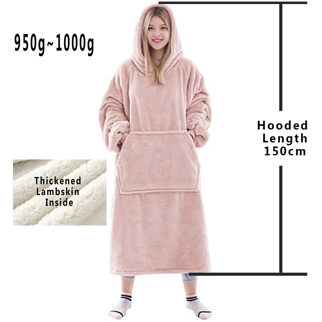 Oversized Fleece Blanket Hoodie with Original Long and Short Styles