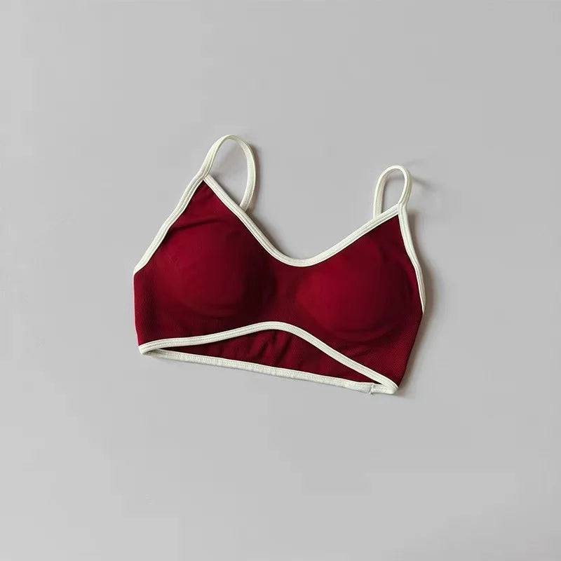 Women's Contrast Trim Thin Strap Sports Bra
