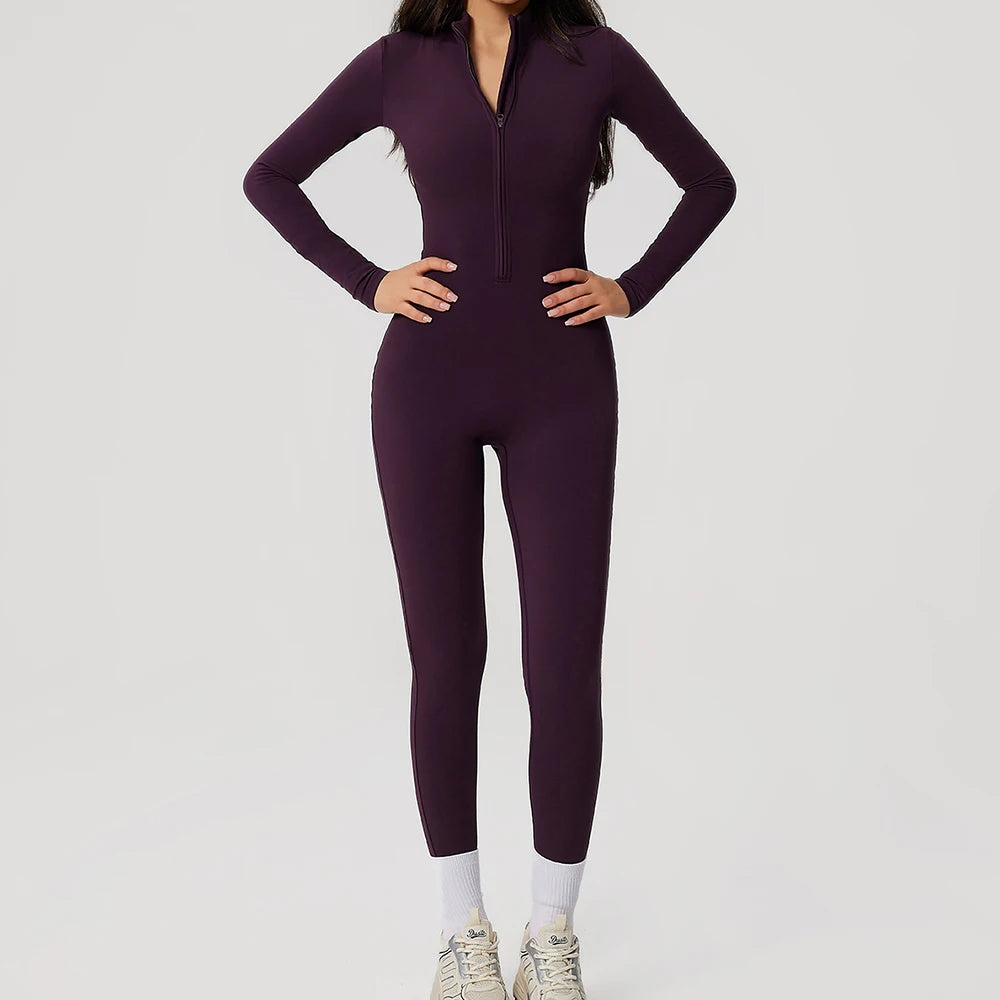 Women's Zip-Front Yoga Jumpsuit