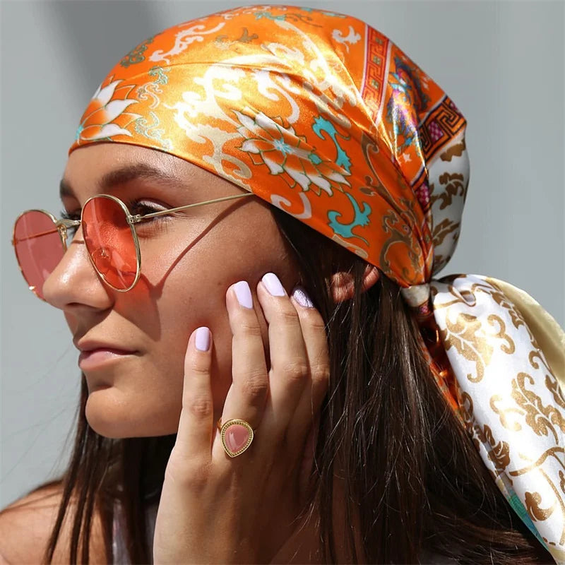 Printed Square Scarf with Ornate Paisley Pattern Options