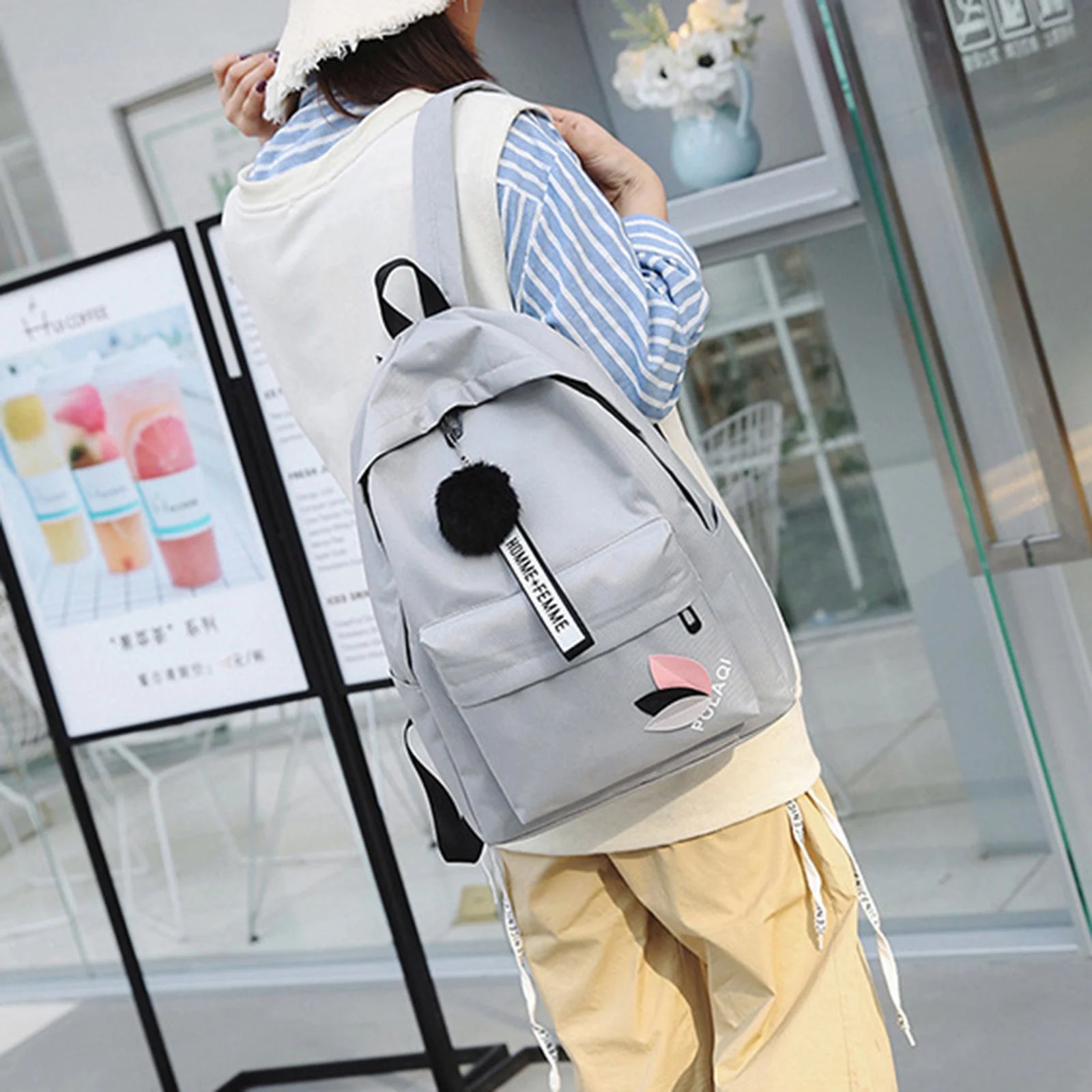 Women's Canvas Backpack with Front Zipper Pocket for School Outfits