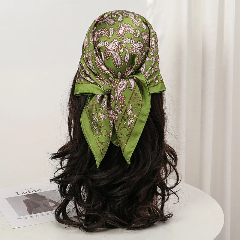 Floral Print Square Scarf for Head and Neck Styling