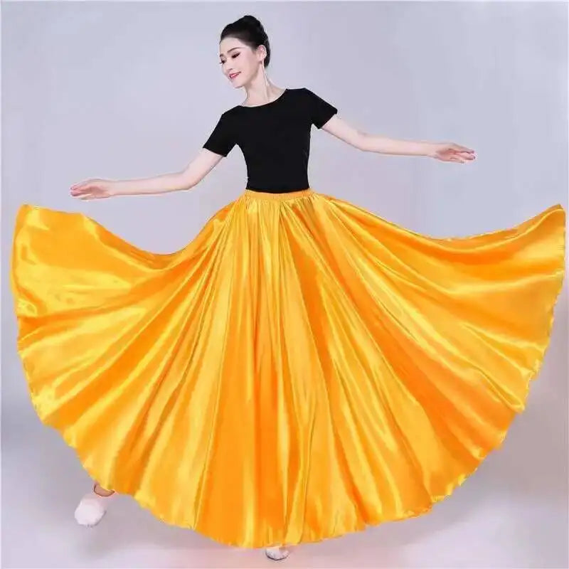 Women's Long Satin-Look Belly Dance Skirt with Separate Top Option
